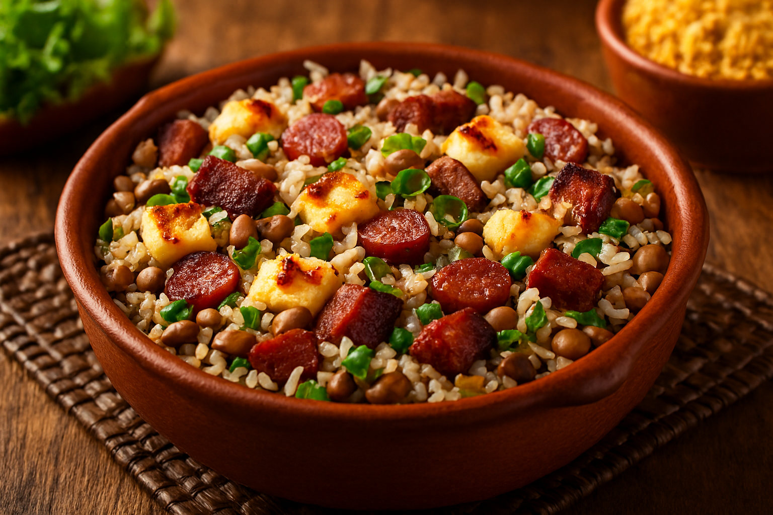Baião de Dos: El Alma de la Cocina del Nordeste Brasileño El baião de dos es más que un plato típico: es una expresión cultural que lleva el alma del Nordeste brasileño en cada bocado. Con raíces profundas en la historia y en la música regional, esta receta sencilla y sabrosa une ingredientes humildes en una armonía de sabores que conquista paladares en todo el país. 🌾 Origen y Significado El nombre “baião de dos” proviene de la fusión de dos elementos esenciales de la cocina nordestina: arroz y frijoles. Inspirado en el ritmo musical “baião”, popularizado por Luiz Gonzaga, el plato representa la unión perfecta entre dos ingredientes que, juntos, crean una sinfonía gastronómica. Históricamente, el baião de dos surgió como una solución práctica para aprovechar sobras de arroz y frijoles, reforzadas con carnes y condimentos locales. Con el tiempo, ganó estatus de plato principal y se convirtió en símbolo de identidad regional. 🍲 Ingredientes Tradicionales Aunque existen variaciones, la versión clásica del baião de dos incluye: Frijol de cuerda o frijol verde Arroz blanco Carne seca desalada Chorizo calabresa y tocino Queso coalho Cebolla, ajo, pimiento y cilantro Manteca de garrafa y colorante rojo (colorau) La combinación de estos ingredientes resulta en un plato rico, aromático y reconfortante. 🔥 Modo de Preparación Cocina los frijoles hasta que estén suaves, conservando un poco del caldo. Sofríe las carnes en manteca de garrafa hasta que estén doradas. Agrega los condimentos y deja que se integren. Añade el arroz y los frijoles, mezclando bien. Finaliza con el queso coalho y tapa la olla para que se derrita. Sirve caliente, acompañado de farofa, ensalada o carne de sol. 🌿 Variaciones y Adaptaciones El baião de dos es versátil y puede adaptarse según el gusto o la disponibilidad de ingredientes: Vegetariano: sustituye las carnes por vegetales asados y conserva el queso. Ligero: usa arroz integral y frijoles fradinho, con menos grasa. Gourmet: añade hierbas frescas, chile rojo y finaliza con aceite de oliva. 🎶 Cultura y Tradición Más que una receta, el baião de dos es símbolo de resistencia, creatividad y afecto. Es común en fiestas juninas, almuerzos familiares y restaurantes típicos. Cada región del Nordeste tiene su versión, con toques únicos que reflejan el sabor local. ✍️ Conclusión Si buscas un plato que cuente historias, celebre tradiciones y encante por su sabor, el baião de dos es la elección perfecta. Representa el Brasil profundo — aquel que canta, baila y cocina con el corazón.